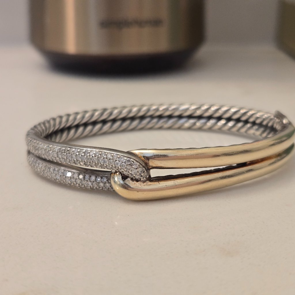 Vintage David Yurman Diamond Gold And Silver Labyrinth Bracelet 3500$